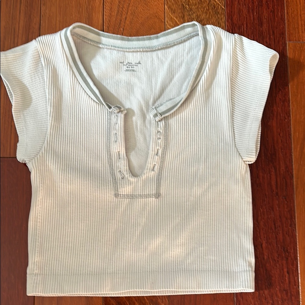 Urban Outfitters cream and gray ribbed Top
